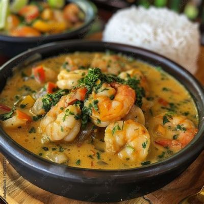  Moqueca de Camarão:  สัมผัสความหอมหวานของมะพร้าวและความเผ็ดร้อนจากพริกในหนึ่งจานเดียว!